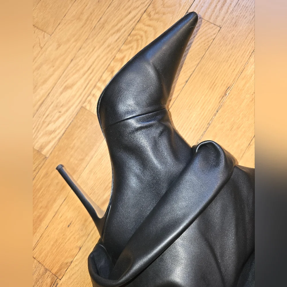ALEXANDRE VAUTHIER Black Draped Thigh-High Boots Sz 41 (US 10/11)